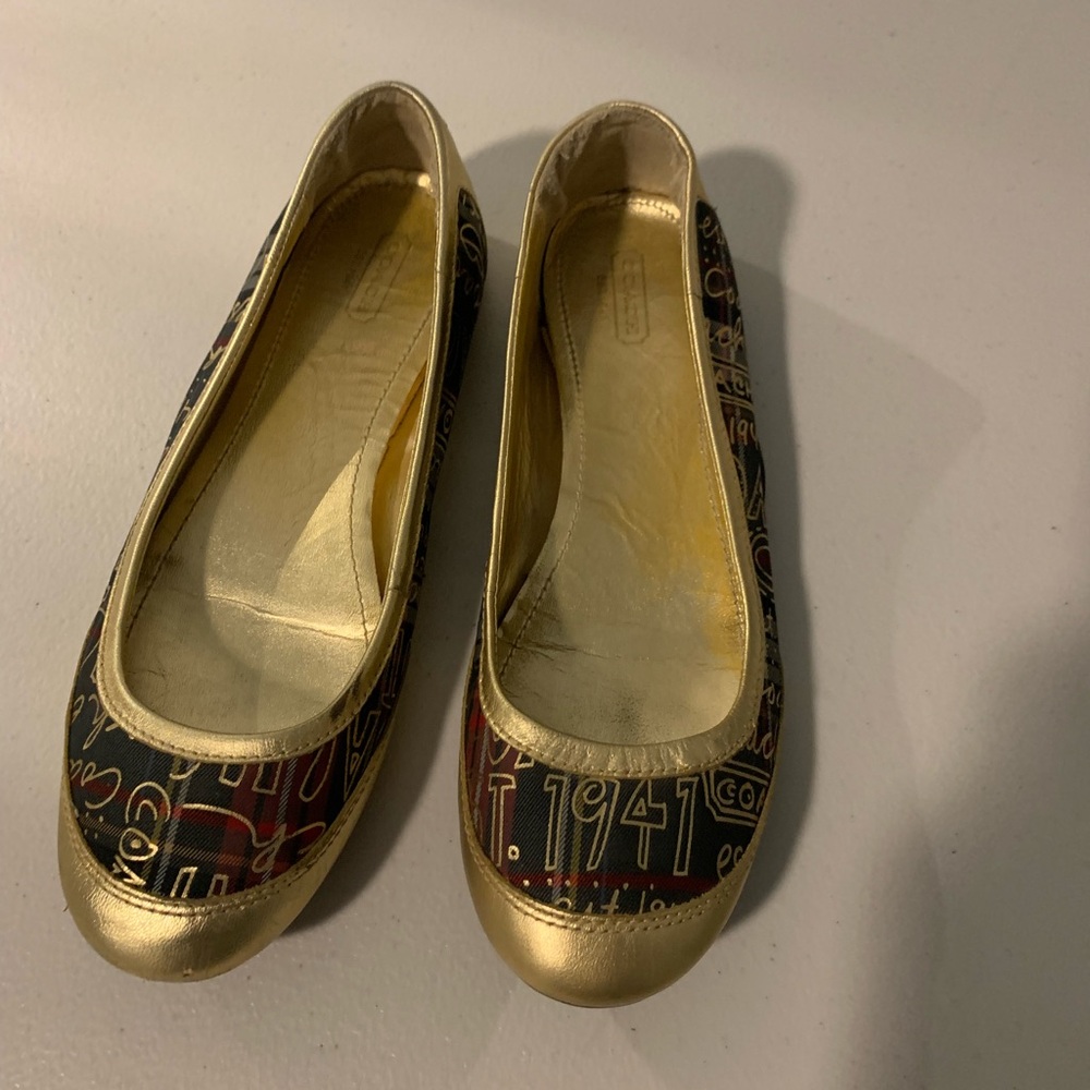 Gold Trim Black Patterned Women’s Ballet Flats